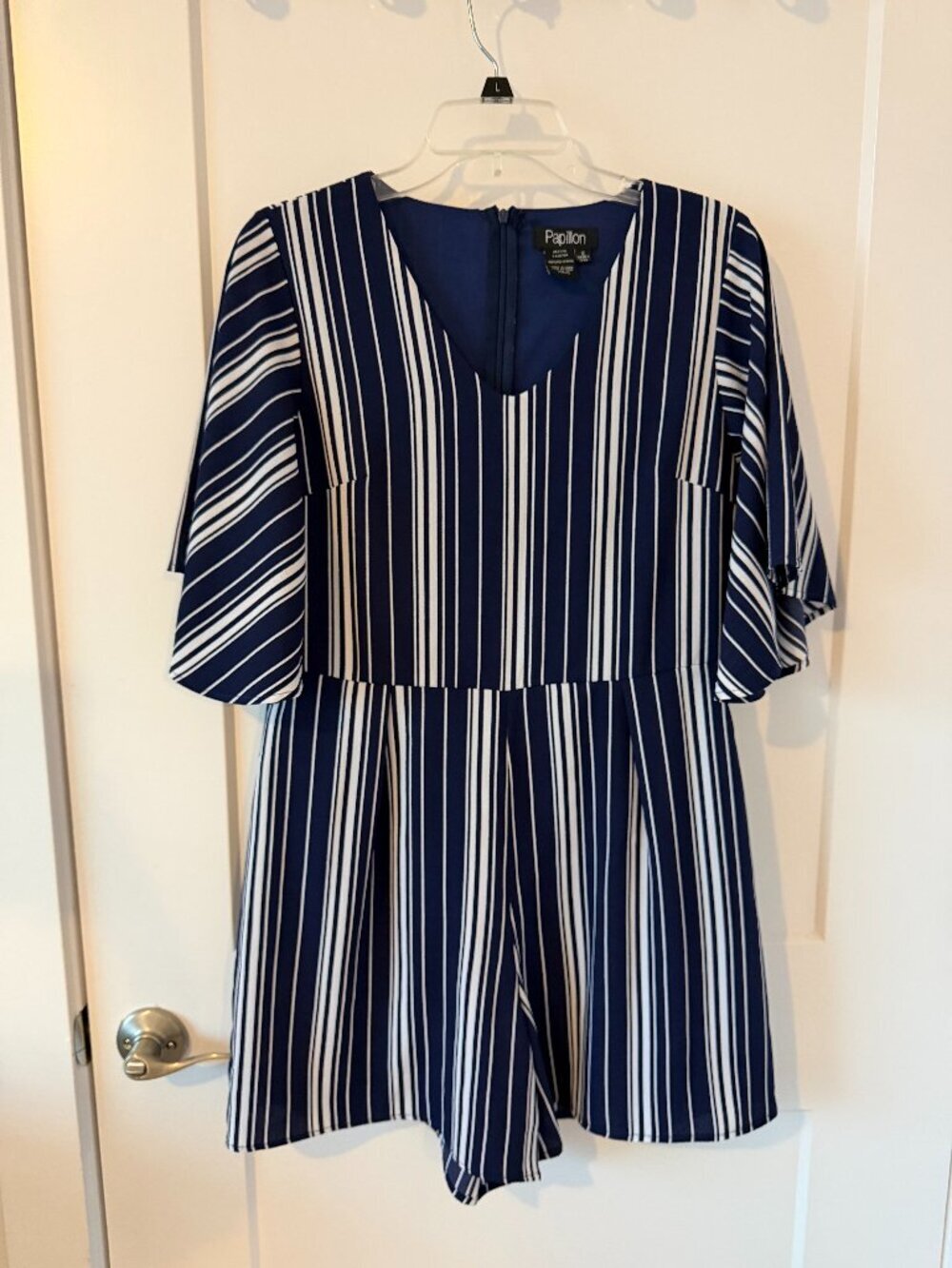 Papillon Navy and White Stripe Romper